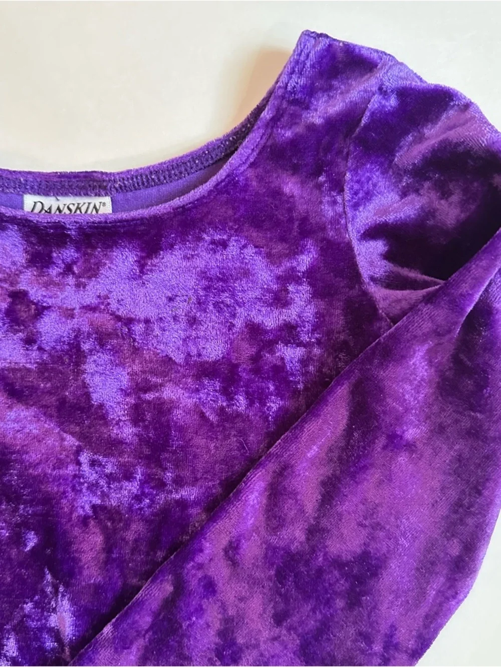 Danskin Now Purple Velvet Long Sleeve Leotard Girls XXS